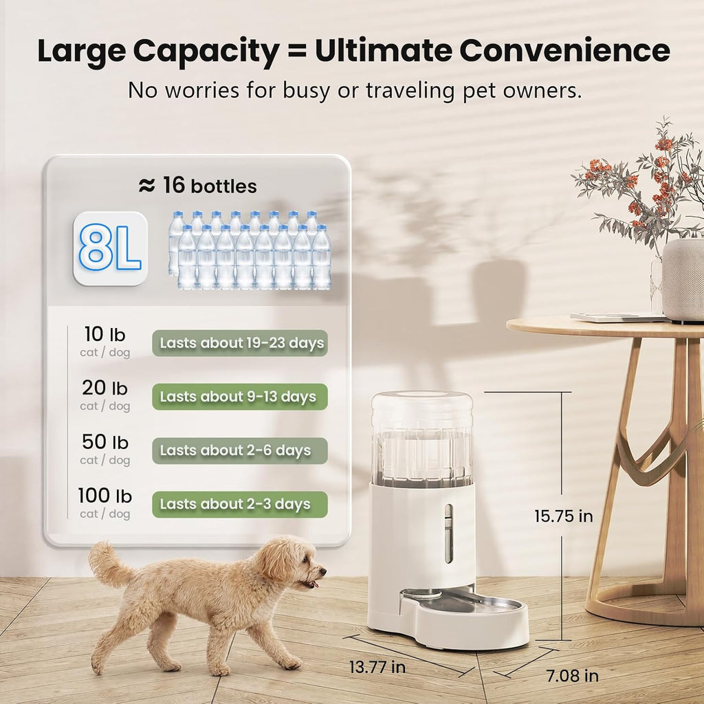 CZPET Automatic 8L Dog and Cat Water Dispenser Gravity Waterer