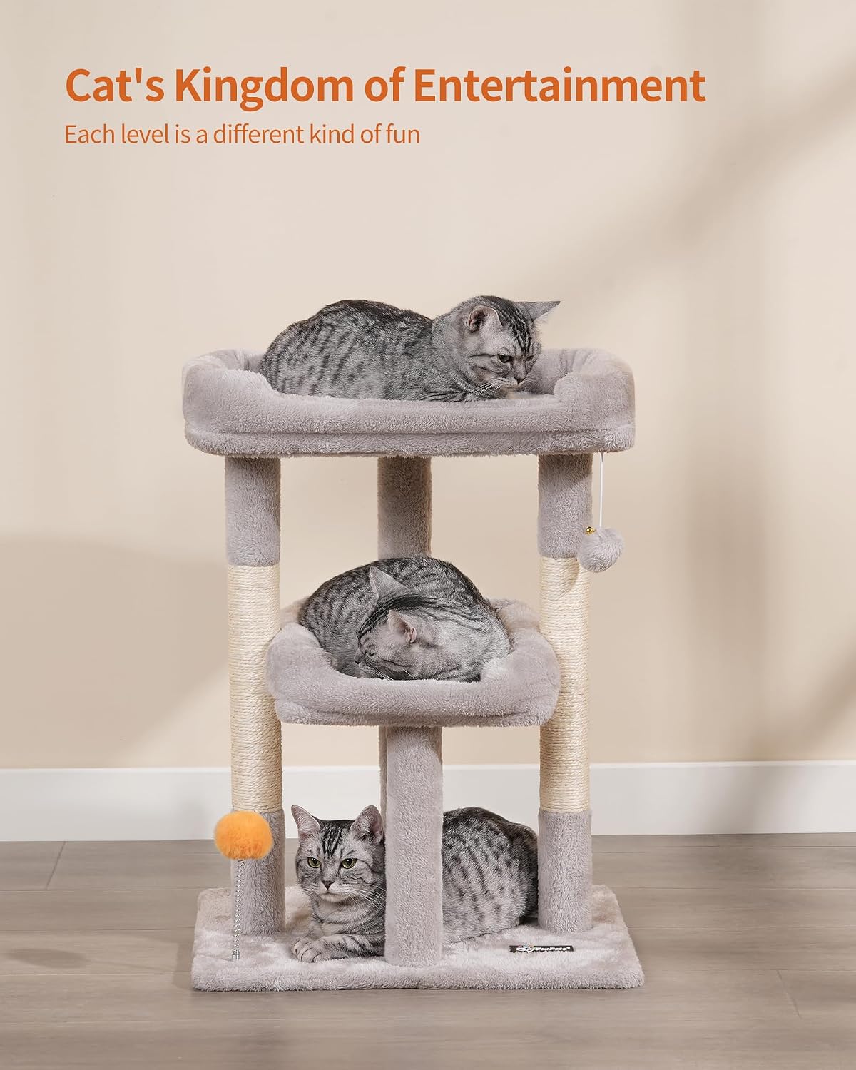FourFurPets Small Cat Tree, Cat Tower for Indoor Cats, Anti-tip Kit,Kittens