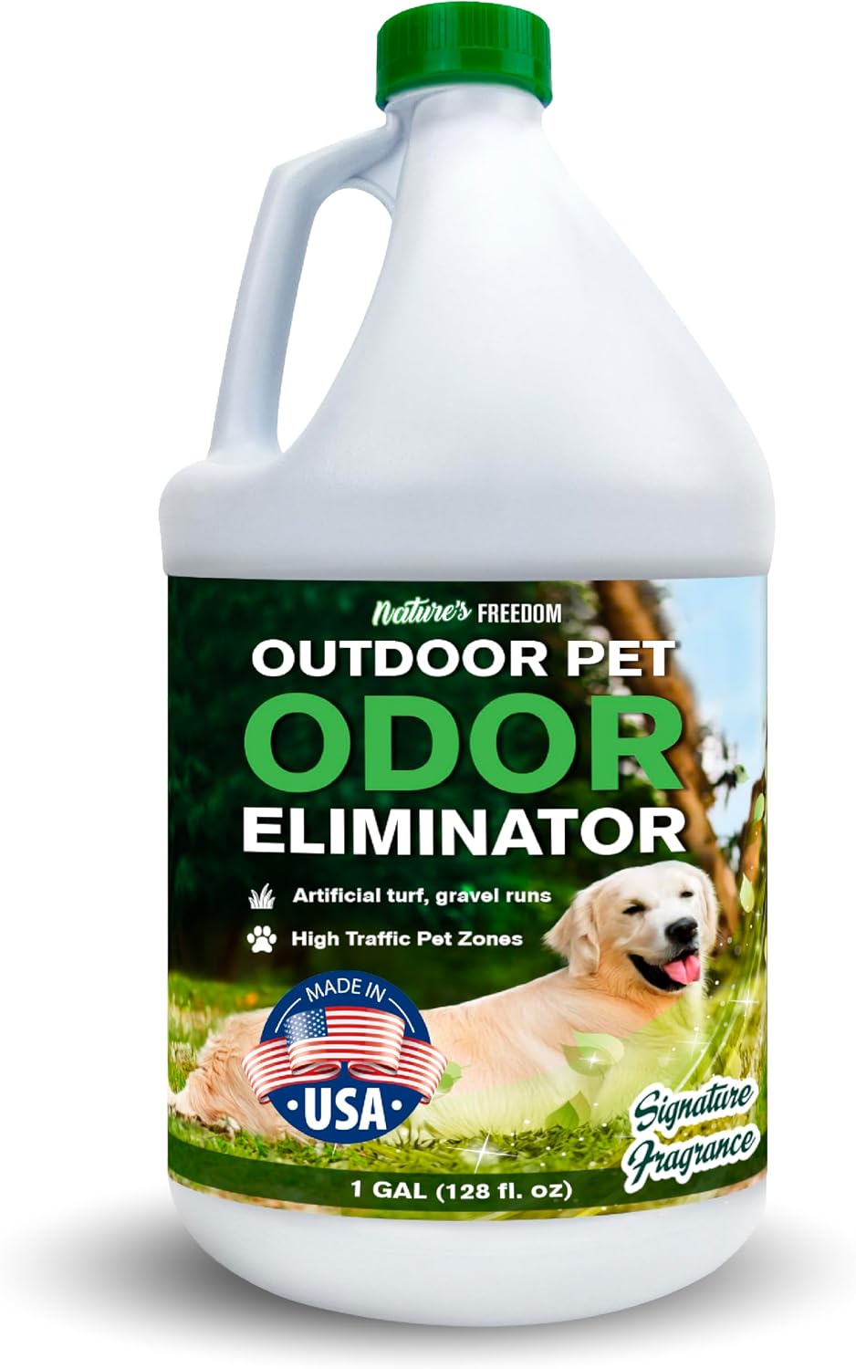 Nature's Freedom Concentrated Enzymes Outdoor Odor Eliminator, Turf and Yard Cleaner for Pet Urine, Deodorizer for Dog & Cat Waste & Smells, Makes 5 to 64 Gallons, Use on Grass, Patios, Kennels