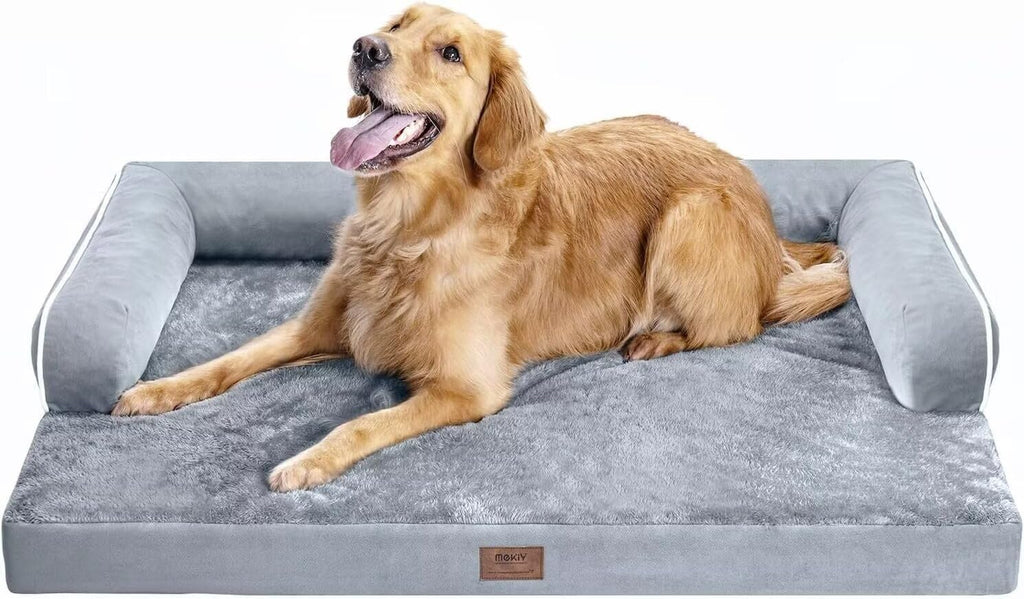 MEKIY Orthopedic Washable Dog Bed with Bolster for Medium to Large Dogs