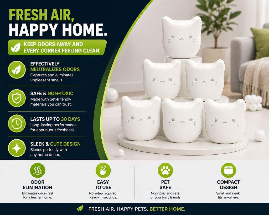 ProGuard® 6PCS Pets Deodorizing Pods for Cumrige Self Cleaning Litter Box, Odor Remover for Fumoi Automatic Cat Litter Box, Camellia Flower Scented, Long-Lasting Fragrance, Keep Home Fresh