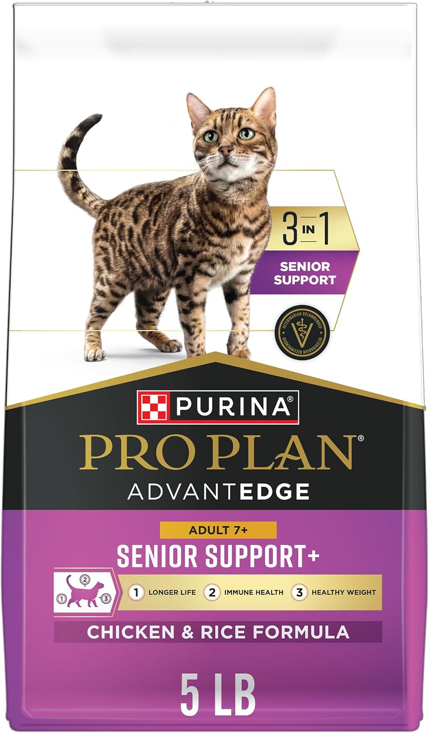Purina Pro Plan AdvantEDGE Senior Support Dry Cat Food, Chicken, 5 lb Bag
