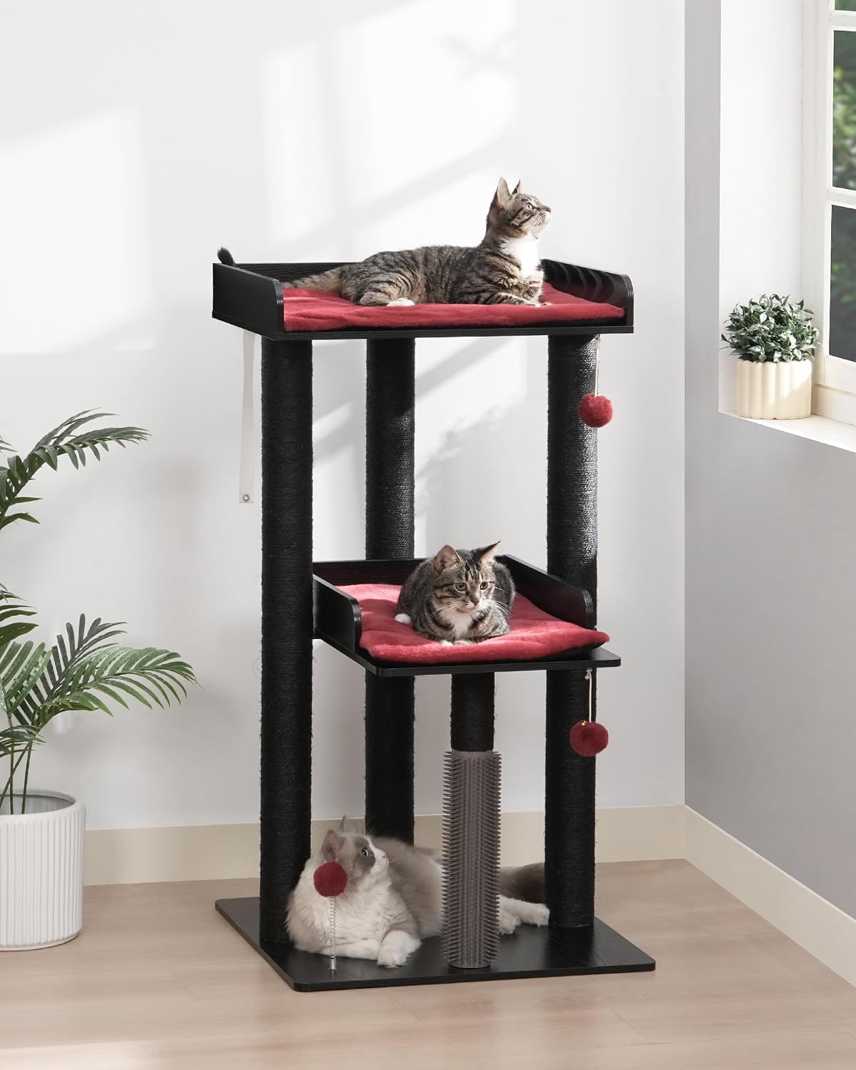 FourFurPets 43.7" Modern Cat Tree, Cat Tower for Large Cats, Wood Cat Tree