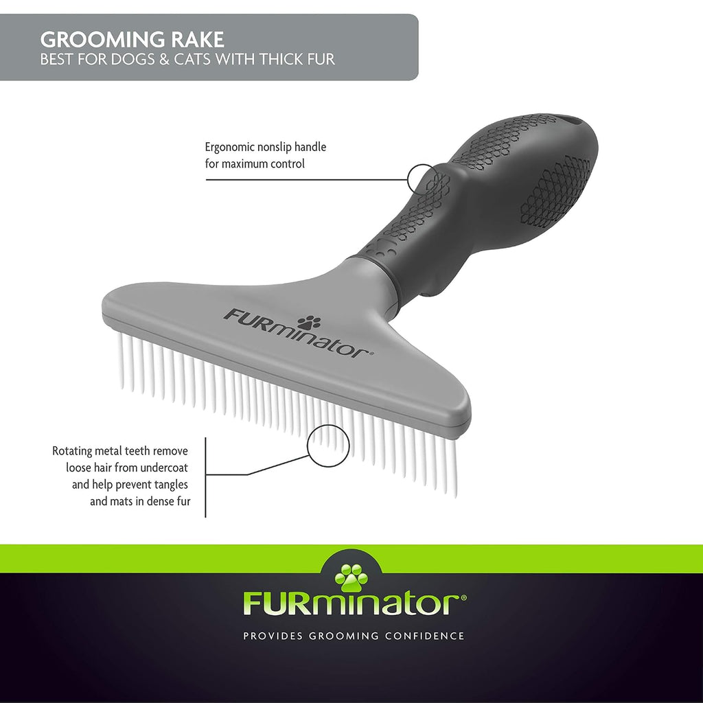 FURminator Grooming Rake Tool for Dogs & Cats With Thick Coats, Standard (Pack of 12)
