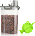 TBMax Small Dog Food Storage Container 3 Qt with Cat Food Can Cover and Mixing Spoon, Portable Travel Pet Food Dispenser with Large Spout and Cup