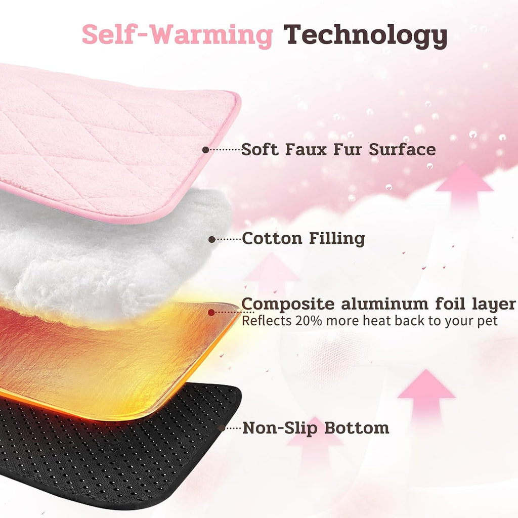 NWK Self Warming Thermal Pet Mat for Dogs and Cats (Blush Pink, Small)