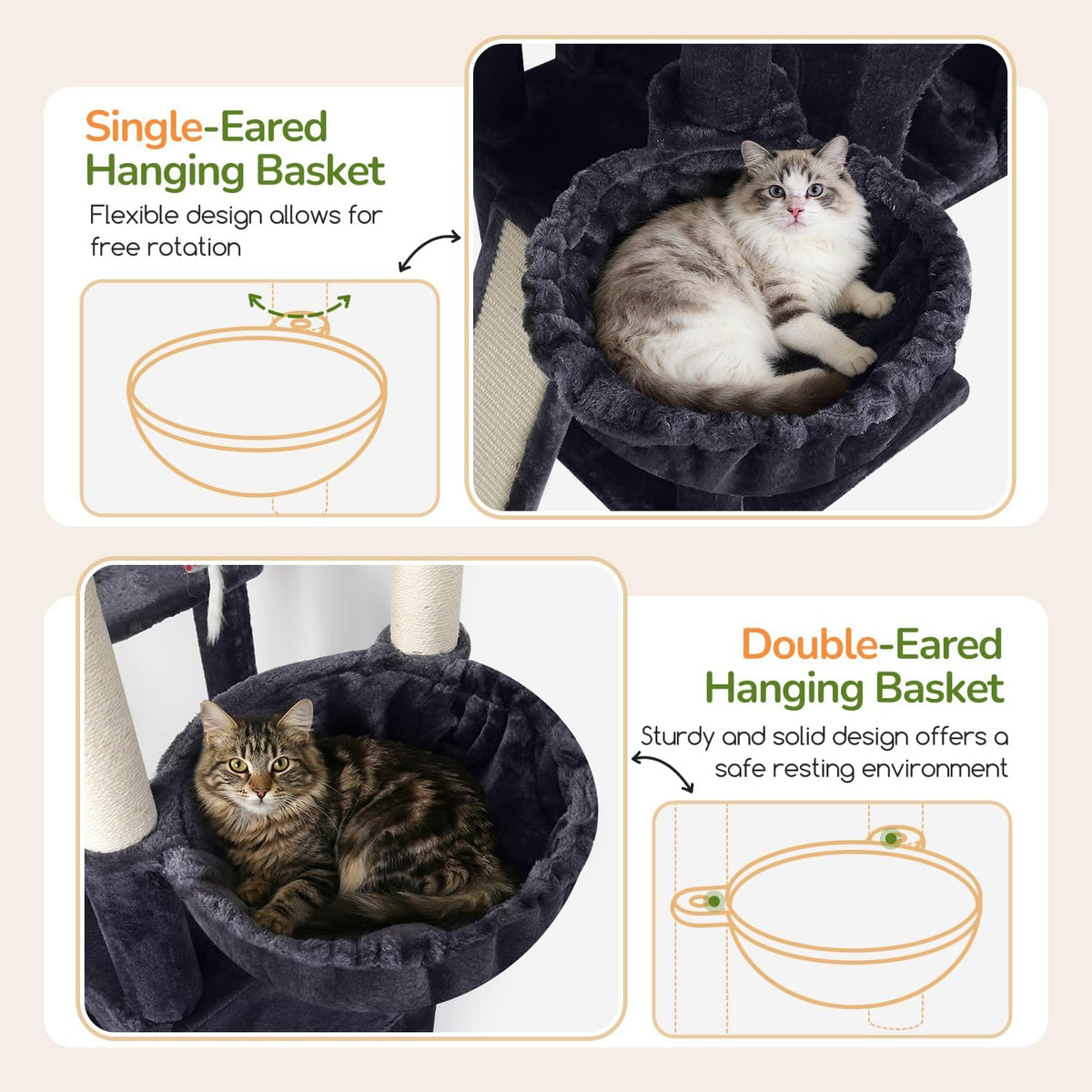 Globlazer Extra Large Cat Tree for Indoor Multiple Cats, S78G, Dark Grey