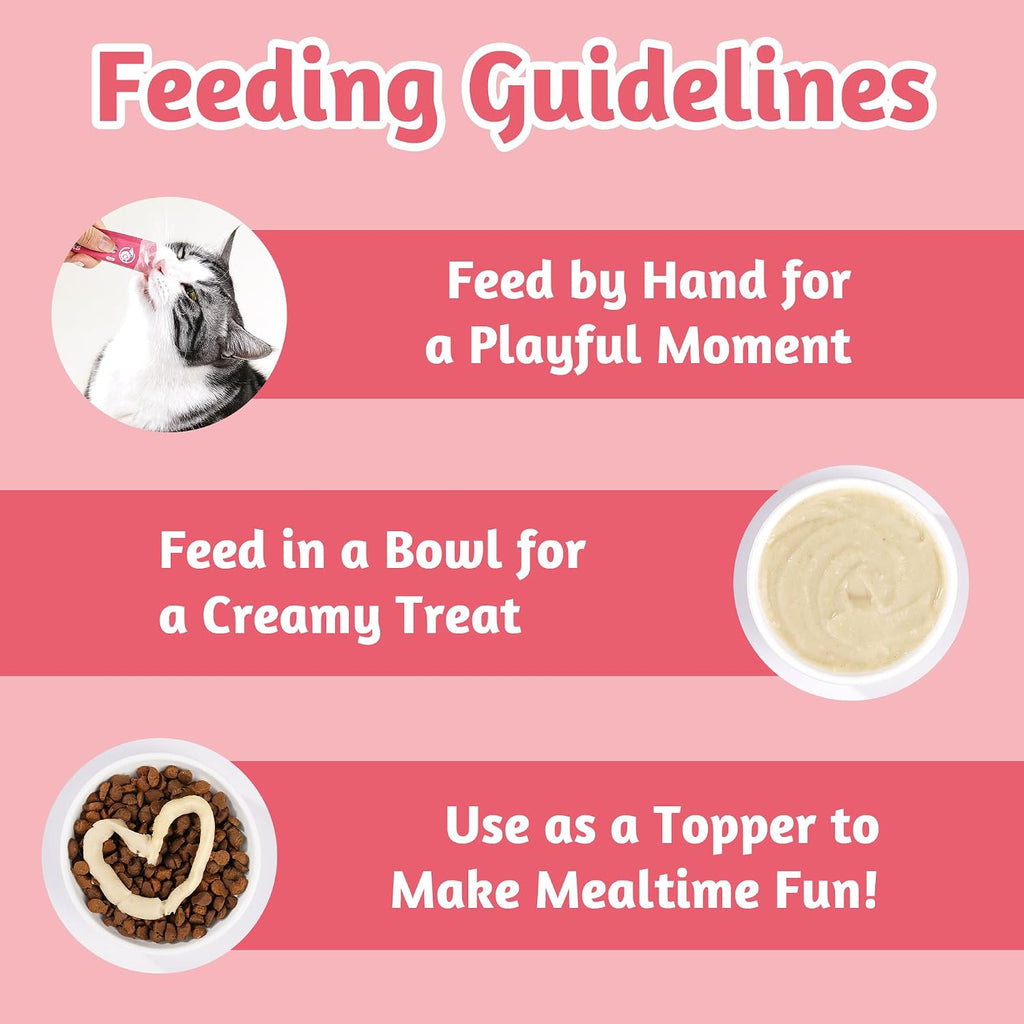 Just Try Taurine Lickable Cat Treats, Creamy Squeezable Purée with Goat Mlik, Taurine & Vitamin E, Support Heart & Vision, Grain Free, 0.5 Ounces Each 20 Tubes