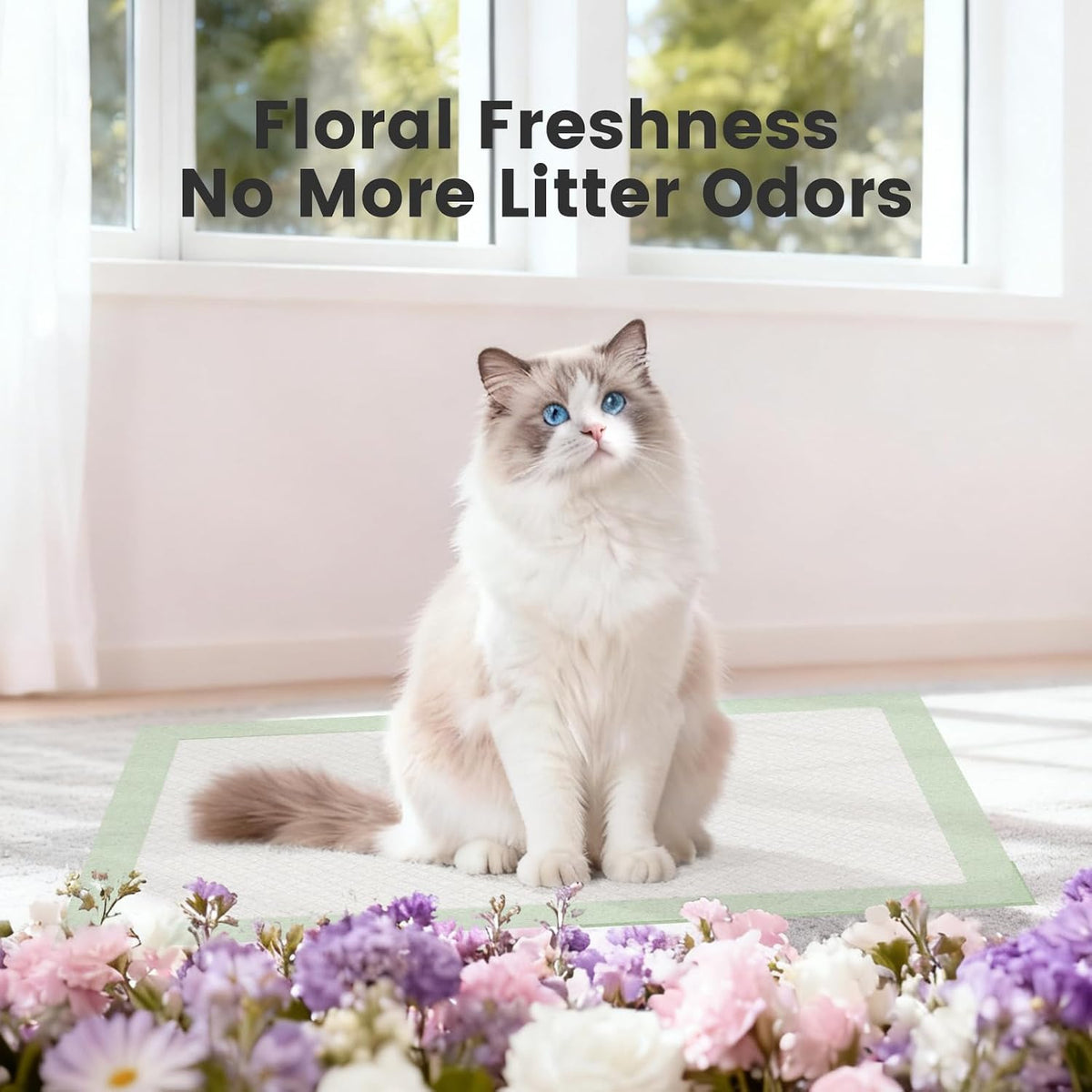 Gardner Pet Cat Pads Refill 30Counts, Extra Strength Odor Control Cat Pee Pads with Floral Fragrance for Breeze Litter System, 16.9"x11.4" Heavy-Duty Absorption for Multi-Cats