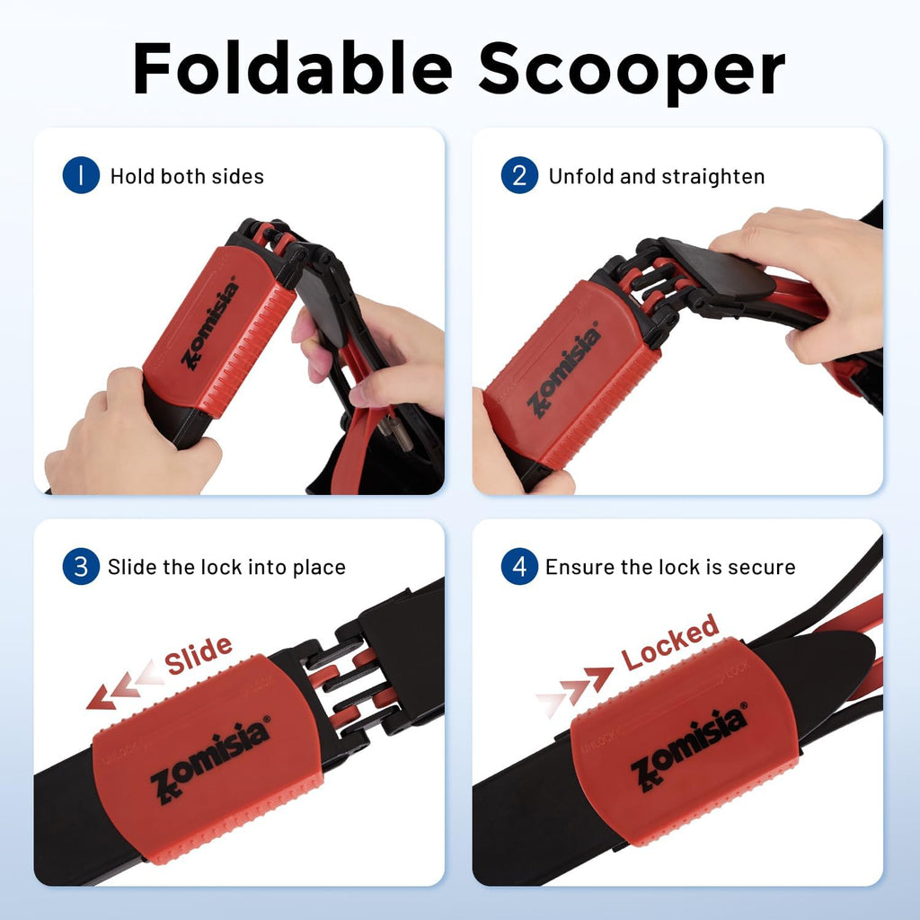 ZOMISIA 32" Pooper Scooper with Waste Bags - Poop Scooper for Large Dogs with Long Handle High Strength Material and Durable Spring for Yard, 30 Count Poop Bags