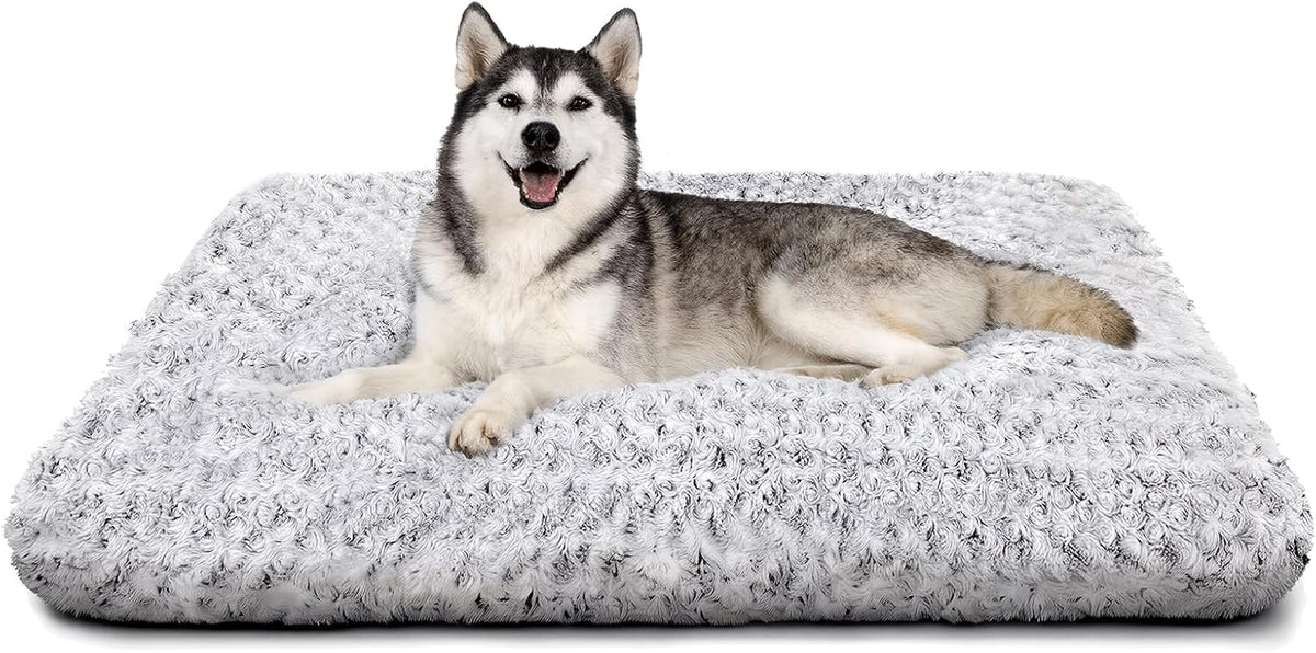Dog Bed Large Size, Plush Washable Pet Bed Mat, Dog Crate Bed 41"x27" Gray