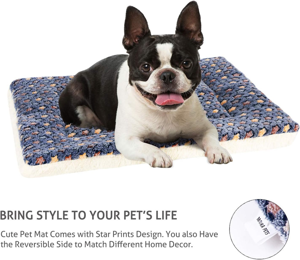 Mora Pets Dog Crate Pad Bed Ultra Soft Pet Mat Star Print Blue 23 x 18 Inch