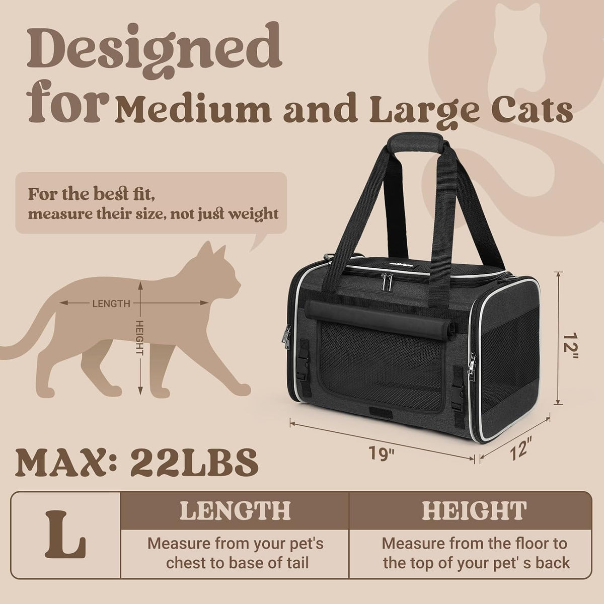 rabbitgoo Cat Carrier Soft with Rollable Flap, Travel Safe for Car Airline