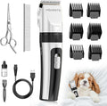 HEAPETS Dog Grooming Clippers, Low Noise, Electric Quiet, Adjustable Clipper Comb, Rechargeable Cordless Dog Hair Clippers for Dogs Cats Pets, White