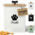 Dog Treat Container Airtight, 6"W x 8"H, Powder Coated, 12 Cup Capacity | Fits All Popular Treats, 12 Cup Capacity, Airtight Bamboo Lid, Easy Open Lid, Dent-Resistant Durable Metal Bone-Shaped Handle