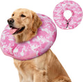 IEUUMLER Inflatable Recovery Dog Cone Collar, Neck Donut Protective ECollar, Adjustable Soft Collar for Dog and Cat After Surgery Prevent from Biting & Licking EU020 Pink Camo M