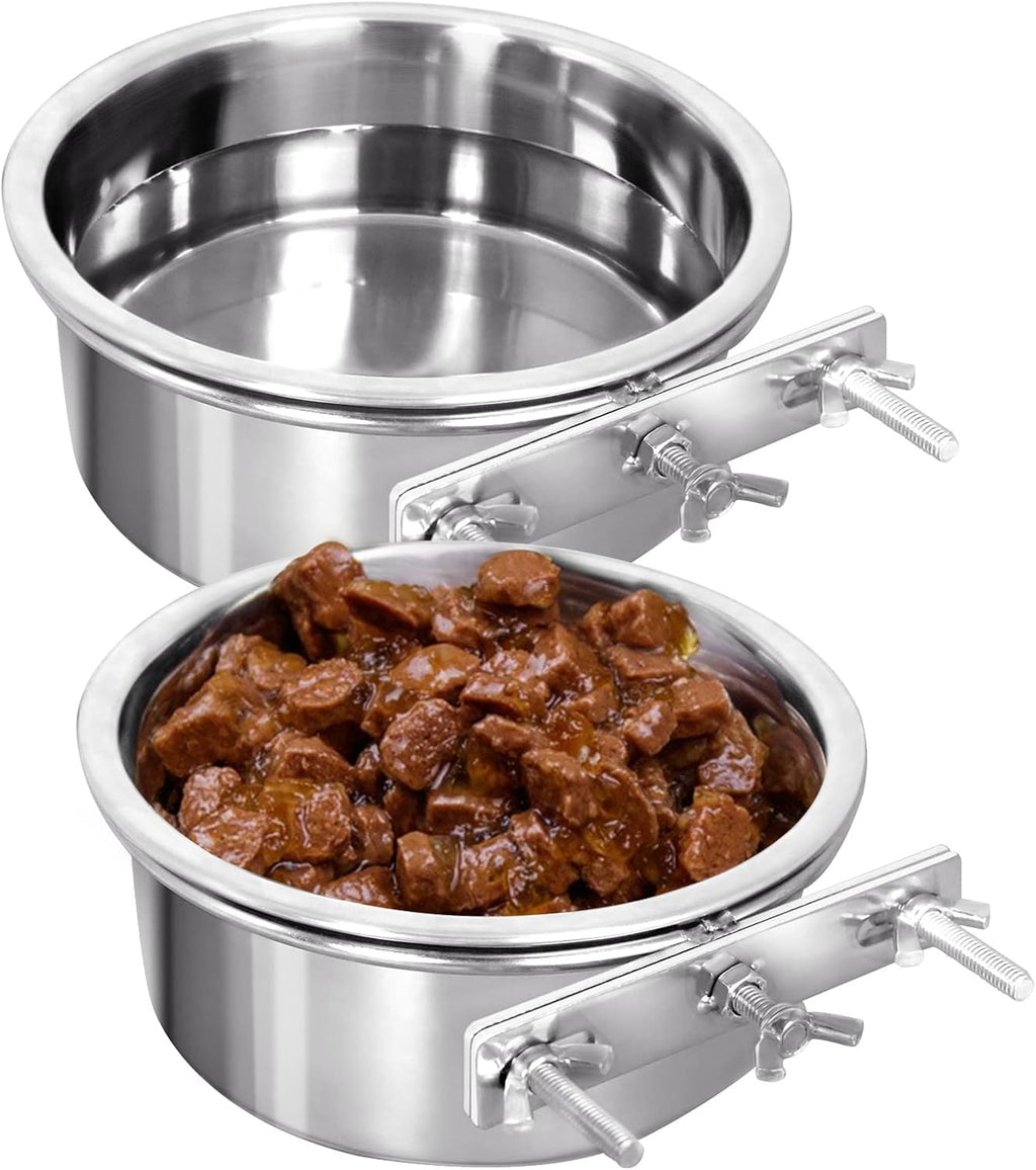 Kennel Water Bowl, 2 Packs No Spill Hanging Cage Crate Bowl for Cat, Small Dog Feeder