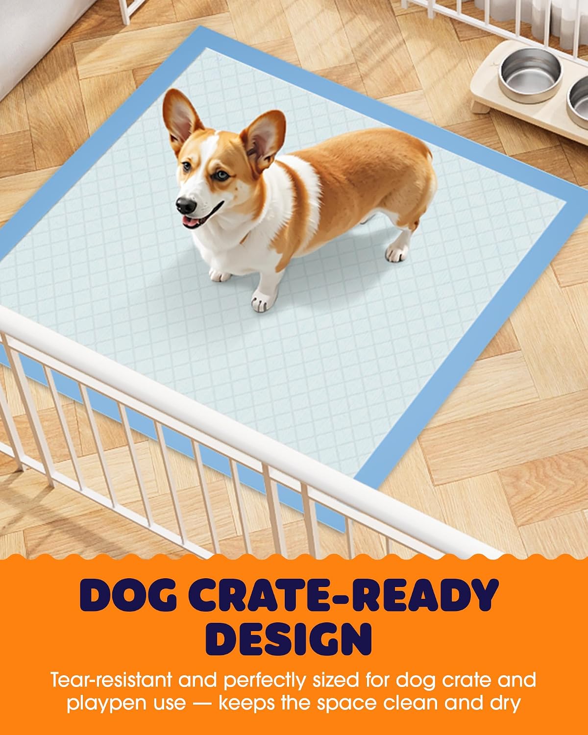 Powools Puppy Pads, 22 x 22 in, Super Absorbent, Spill-Proof, 100 Packs | Pee Pads for Dogs, 6-Layer Material, Quick-Dry, Hassle-Free Potty Pads for Floors, Furniture, Vehicle