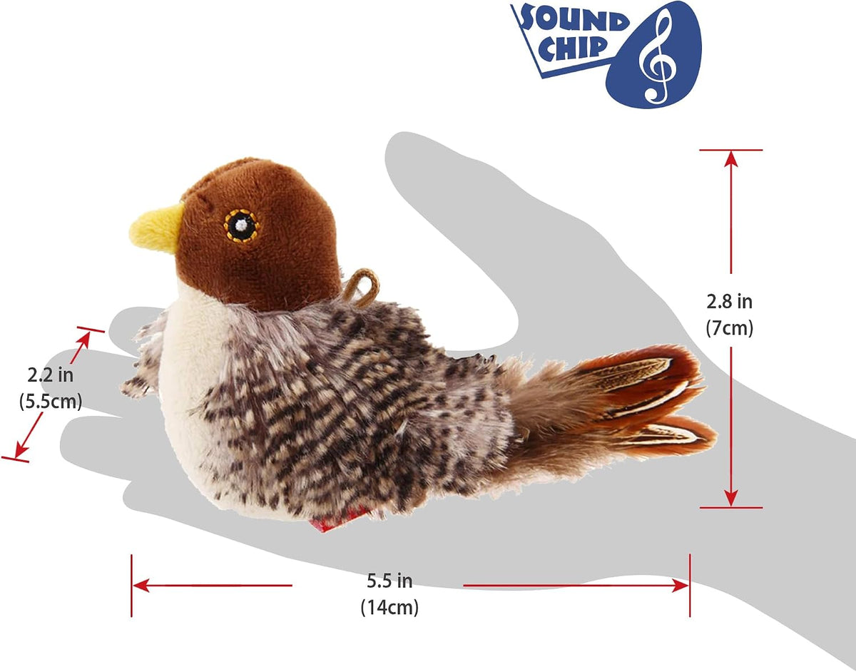 GiGwi Interactive Cat Toys Squeaky, Stimulated Chirping Bird Toy Making Noise,Automatic Chirp Bird Cat Toy with Feather Tail, Melody Chaser Play and Squeak Kitten Toy for Boredom