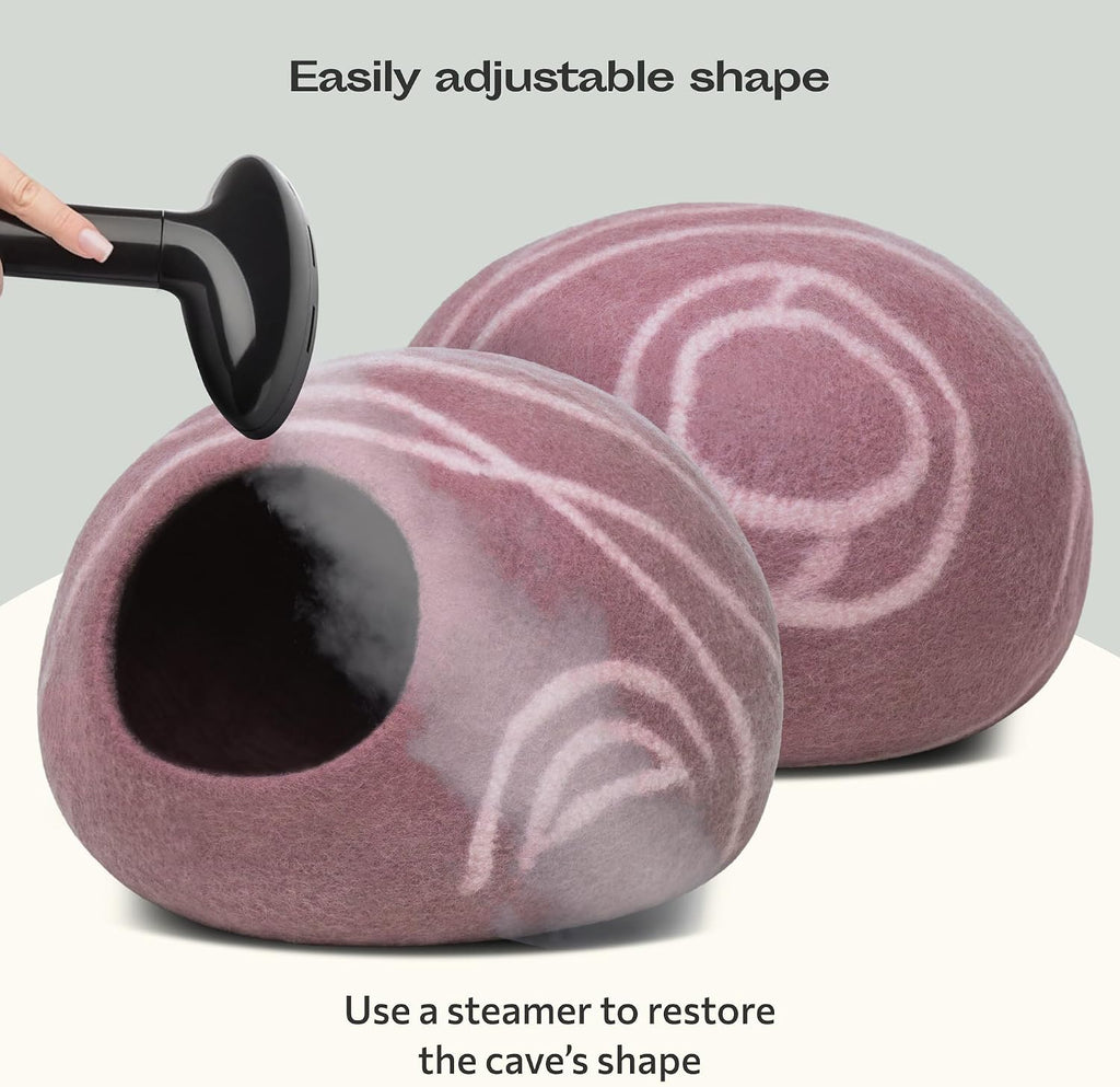 MEOWFIA Cat Cave - New Zealand Wool Bed for Indoor Cats (Rose Gold)