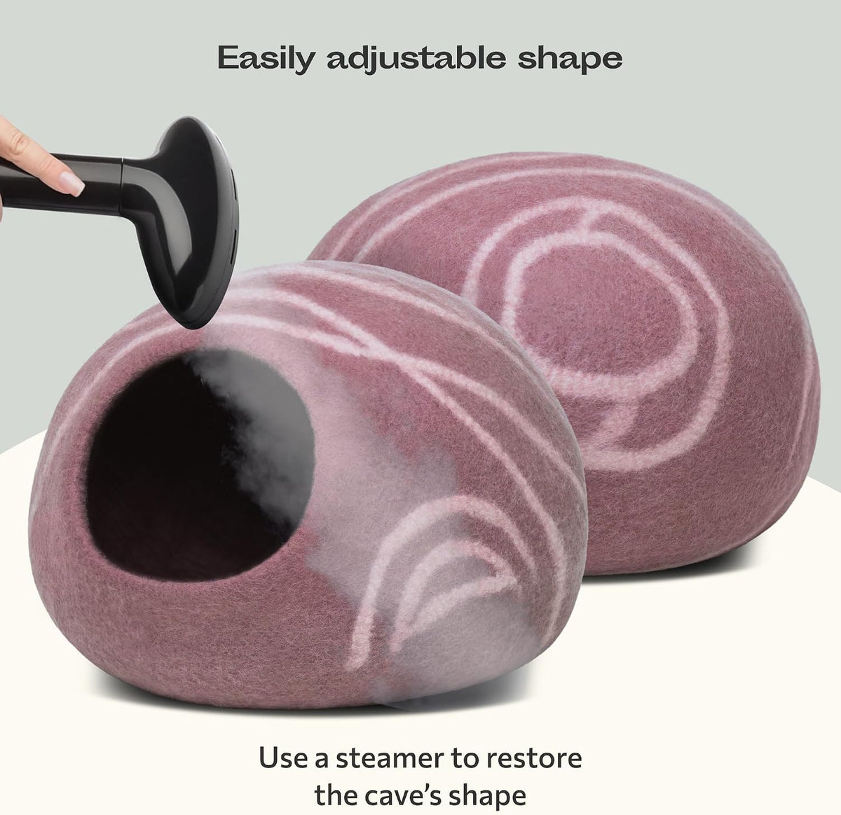 MEOWFIA Cat Cave - New Zealand Wool Bed for Indoor Cats (Rose Gold)