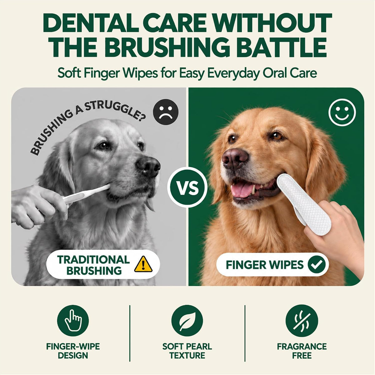 Extra-Long Dental Finger Wipes with Split Opening