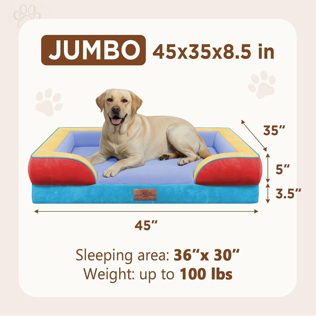 Comfort Expression Orthopedic Dog Bed for Extra Large Dogs with Bolster