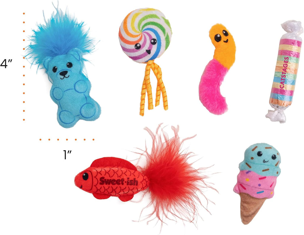 Catstages Kitty Sweet Treats Plush Catnip Cat Toys, 7.8", 6-Pack
