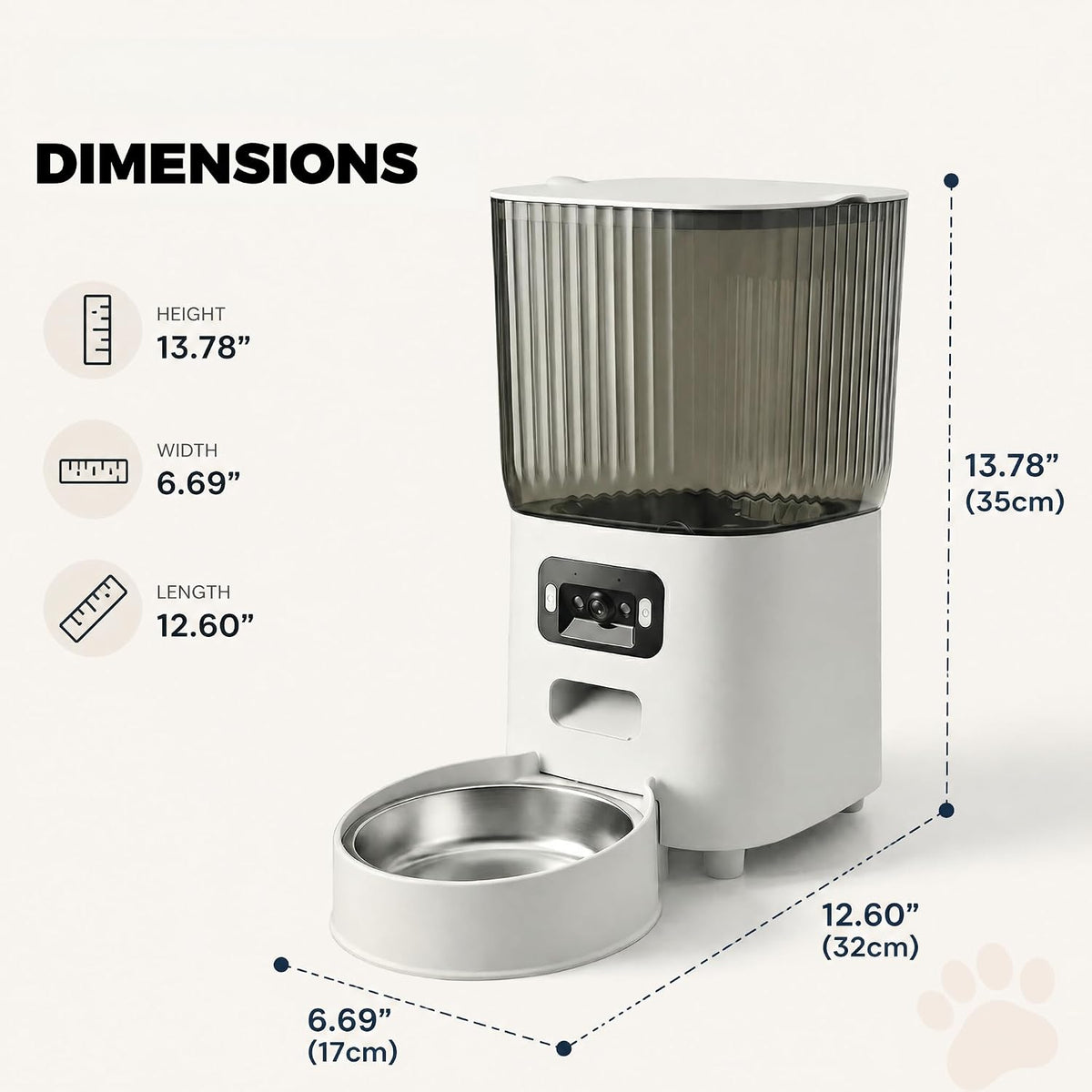 Automatic Cat Feeder with Wide-Angle Camera, 5L (Single-Bowl pro)