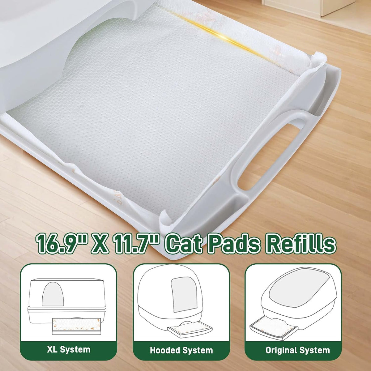 Litter Pads Compatible with Breeze Litter Box System, 70ct Super Absorbent Pee Pads for Cats, Odor Control Cat Pads Refills 16.9 X 11.7 Inch, Unscented