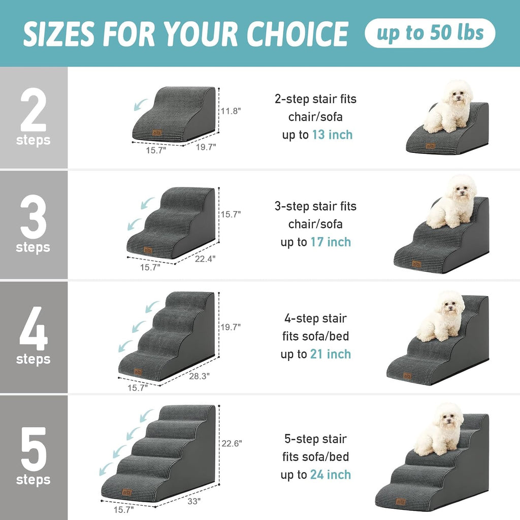 COZY KISS Dog Stair for Small Dog 15.7" H, 3 Step Pet Ramp for Couch