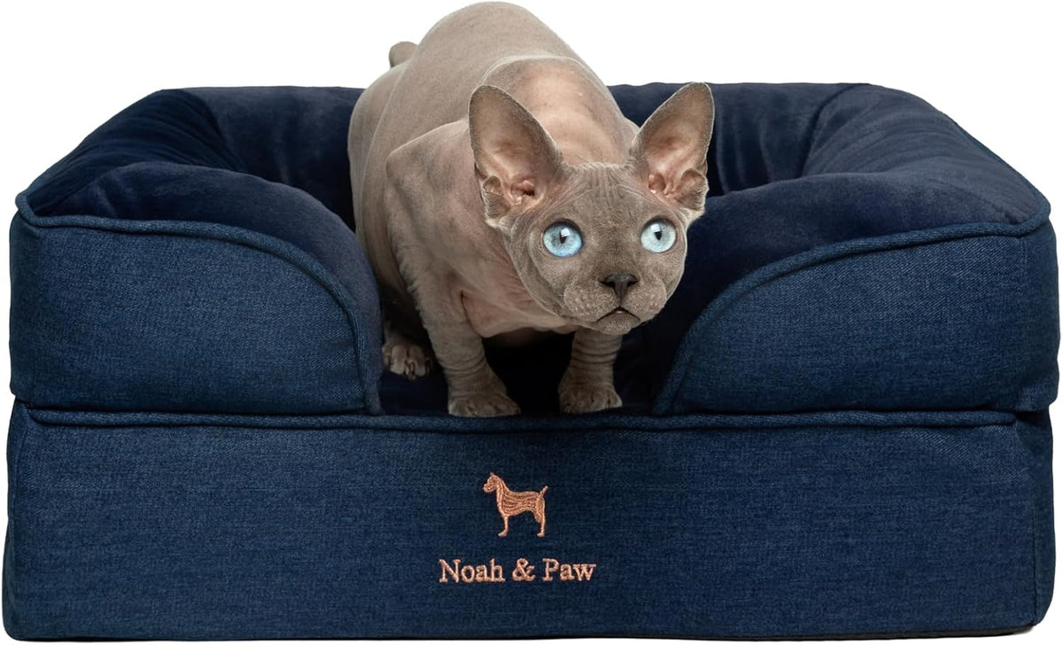 NOAH & PAW Cat Bed, XS Dog Bed, Orthopedic Memory Foam (2X Base) 20x15x8 in