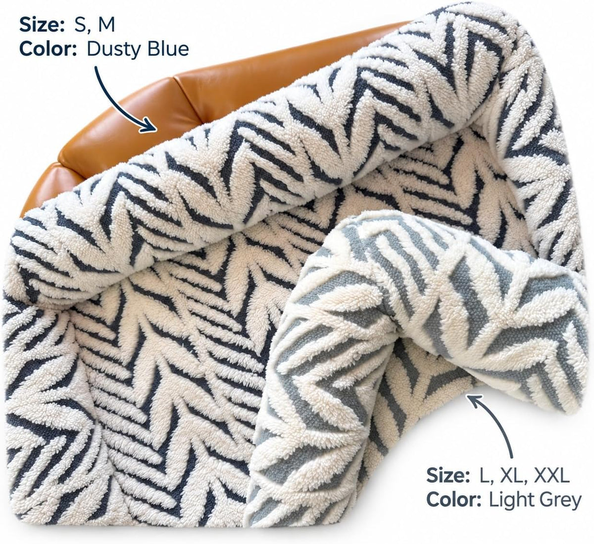 Calming Dog Couch Bed Mats with Neck and Head Support, Light Grey, XXL