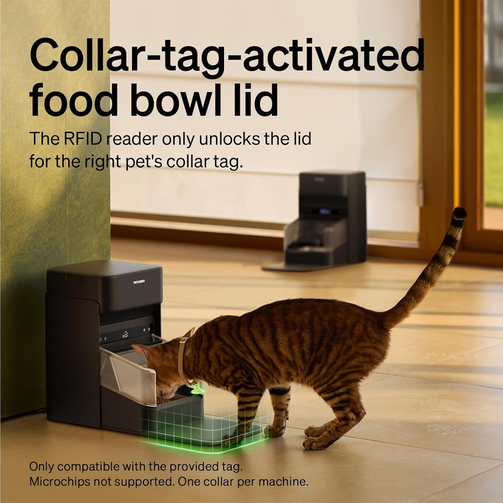 PETLIBRO RFID Automatic Cat Feeders for 3 Cats, Collar Sensor for Personalized Meals, Cats Recognition, Diet Tracking and Anti-Stealing for Multi-Pets Homes and Different Diets, WiFi Food Dispensers
