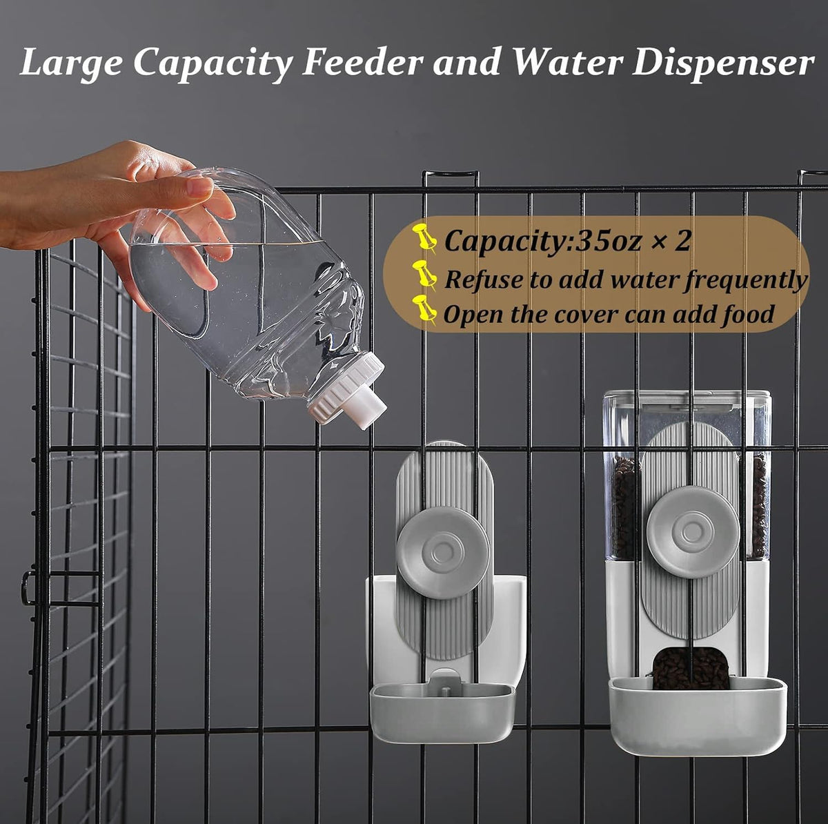 Kenond 35oz Rabbit Feeder,Bunny Water Dispenser,Pet Water Bottle for Cage