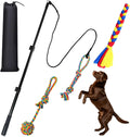 Flirt Pole for Dogs, Heavy Duty Dog Teaser Wand with 3 Replacement Rope | Interactive Tug of War Chase Toy for Small Medium Large Dogs Portable Outdoor Exercise Training Play Equipment