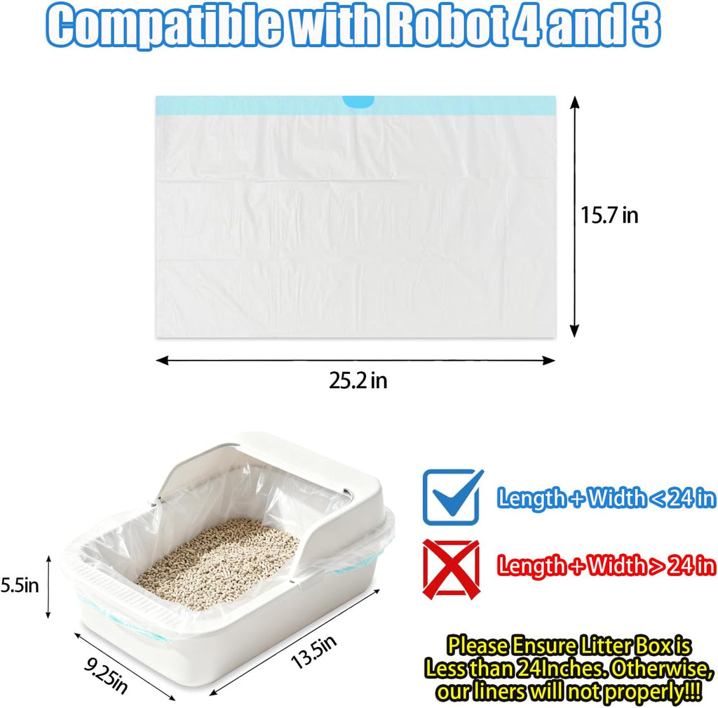 XUEPETT 120 Pack Cat Litter Box Liners with Drawstring, 25.2" x 15.7"