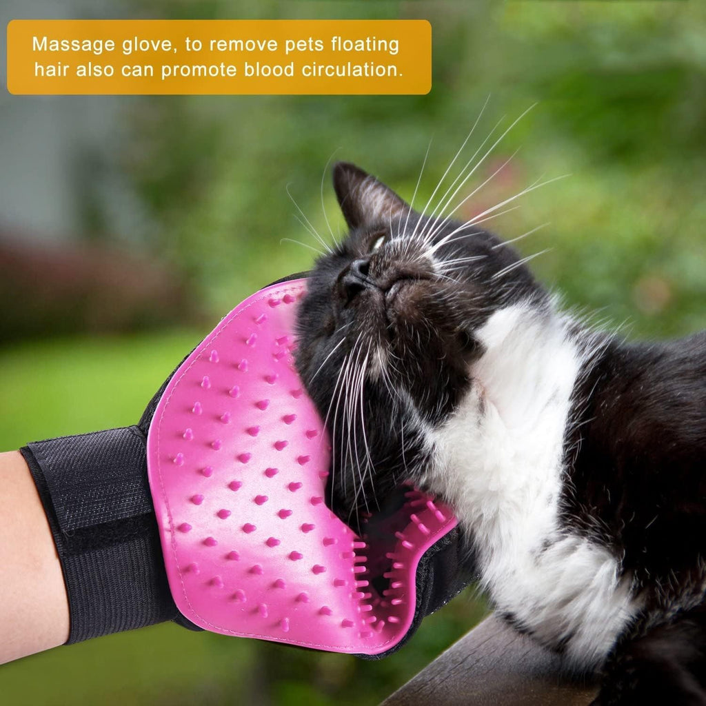 BYETOO Pet Dog Cat Grooming Glove with 261Tips,Gentle Deshedding Brush Glove,Efficient Pet Hair Remover Mitt,Massage Tool with Enhanced Five Finger Design,for Dog,Cat,Rabbit,Horse with Long/Short Fur 