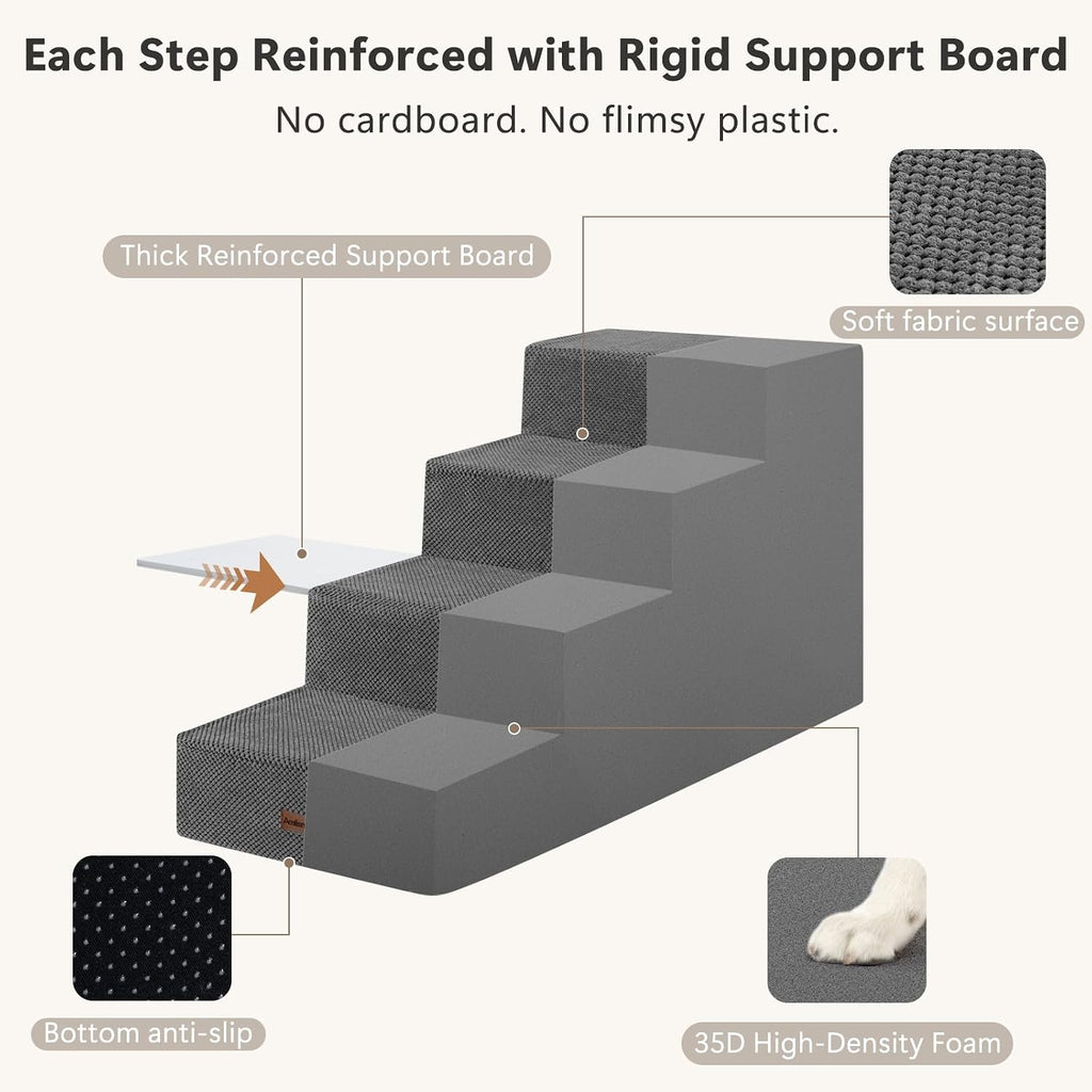 Dog Steps for Large Dogs 24" H, 4-Step 20" Wide Pet Stairs for High Beds
