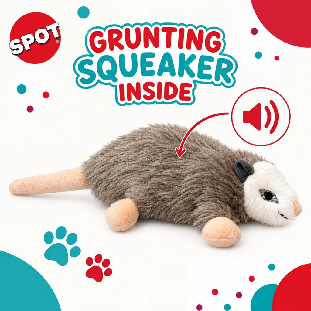 SPOT Woodland Collection Possum Dog Toy – 15” Plush Squeaky Dog Toy with Grunting Squeaker, Durable Stuffed Animal for Medium and Large Dogs
