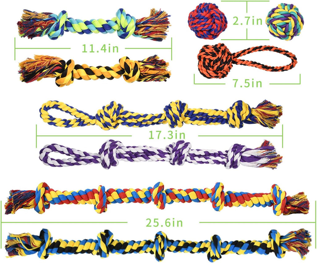 SHARLOVY Large Tough Chew Toys for Aggressive Chewers Large Breed,Heavy Duty Dental Rope Toys Kit for Medium Dogs,5 Knots Indestructible Cotton Puppy Teething Chew Tug Toy Set of 9 (Pack of 2)