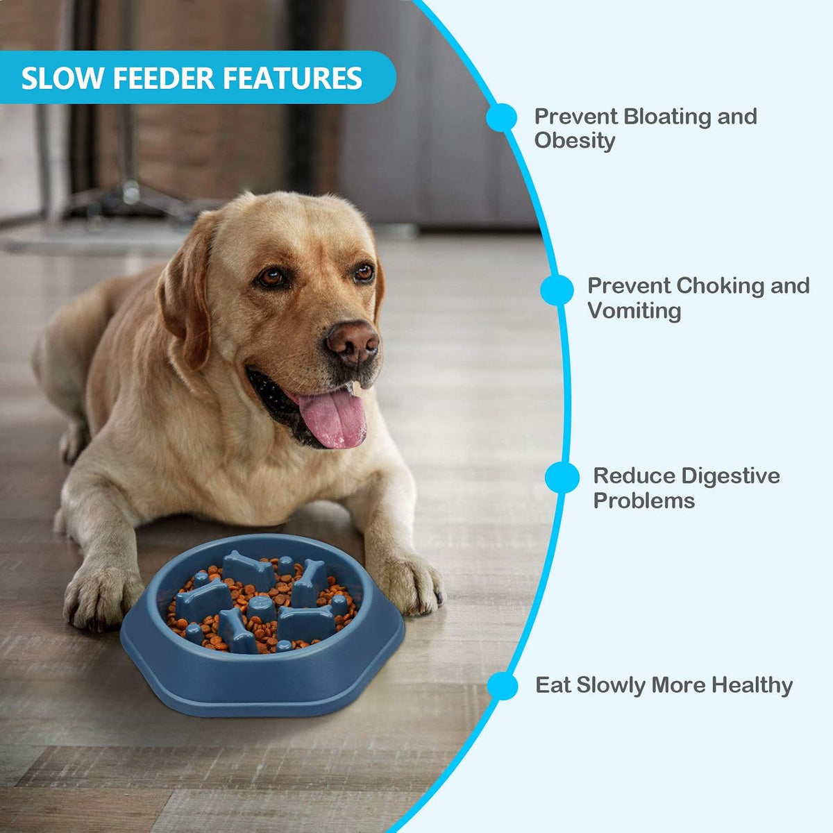 UPSKY Slow Feeder Dog Bowl Anti-Chocking Slower Feeding Pet Puzzle Bowls | Interactive Bloat Stop Dog Food Dishes, Non-Slide Dogs Lick Treat for Small Medium, Slow-Eating Maze Design, Easy to Clean 
