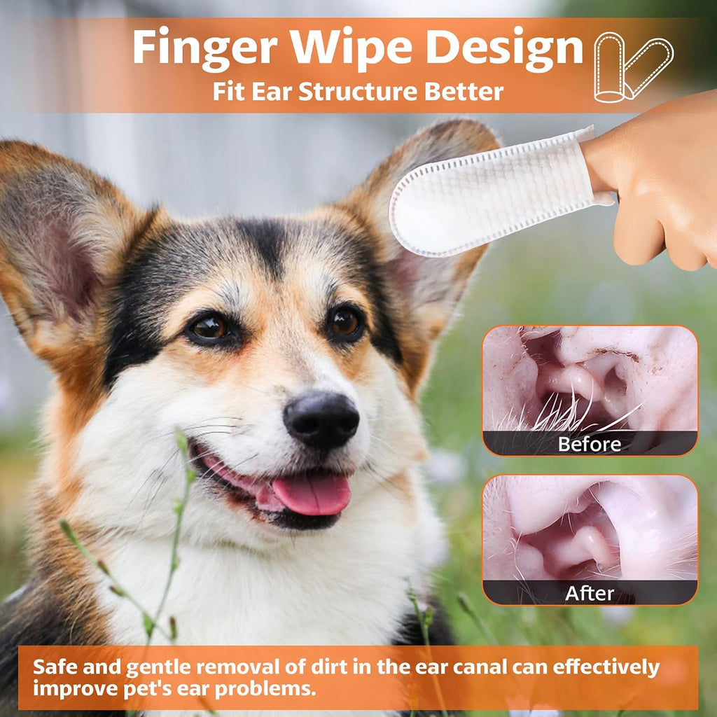 OBSEDE Dog & Cat Ear Cleaner Wipes, 60 Ct Finger Wipes for Pet Grooming