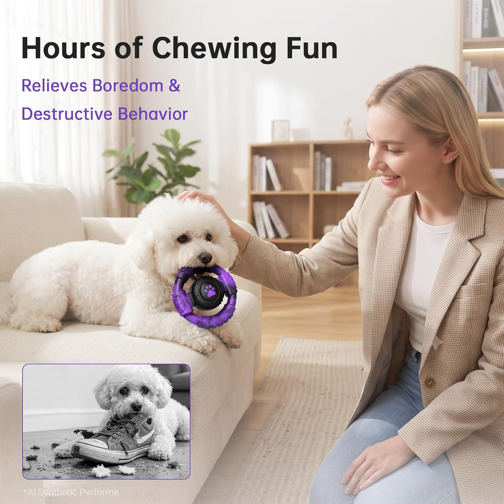 Pamlulu Small Dog Chew Toy, Tough Squeaky Puppy Chew for Small Breeds, Rubber and Nylon Design, Indoor and Outdoor Play, Birthday Gift