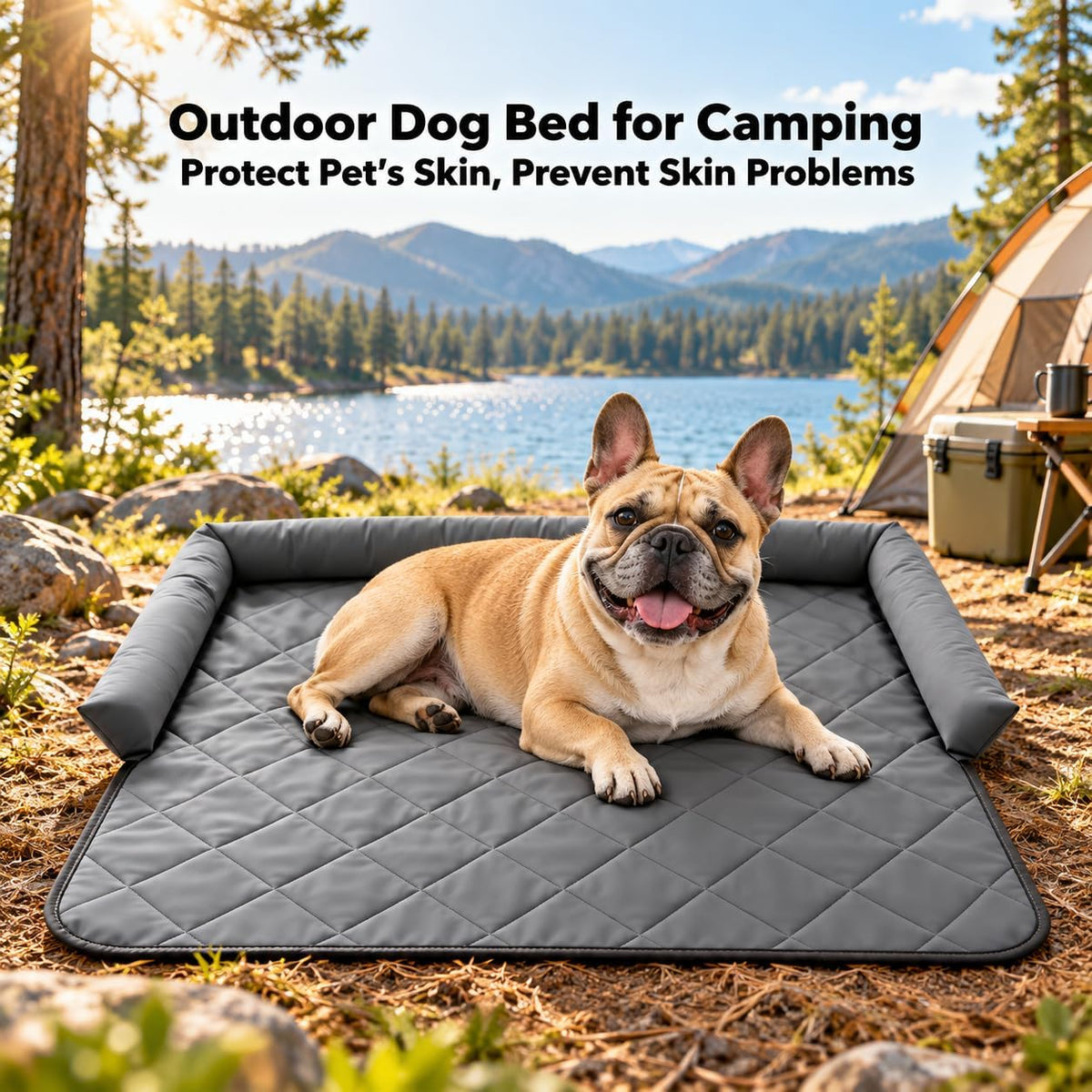 Calming Dog Couch Bed with Head Support, Waterproof Sofa Cover, Grey, M