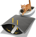 Conlun Cat Litter Trapping Mat for Small Spaces, 23.6"x14.6" Space-Saving Litter Box Floor Mat, Hexagon Grids & Anti-Leak Base, Machine Washable, Non-Slip Kitty Matt for Apartment, Gray