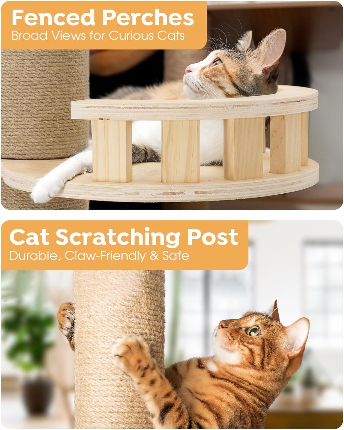 Veehoo Floor to Ceiling Cat Tree,102-122" Adjustable Tall Tension Cat Tower