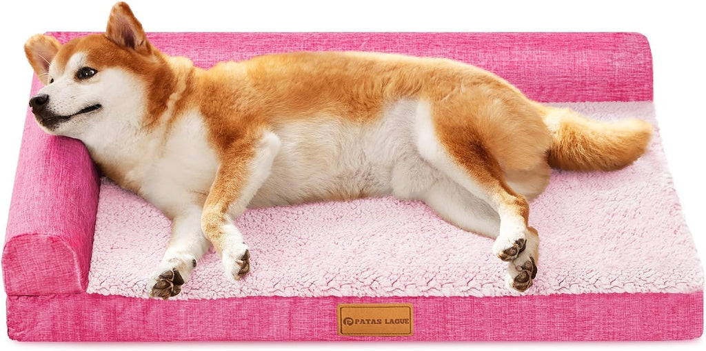 Patas Lague Orthopedic Large Dog Bed Washable Pet Sofa Bed 36''X24'' Pink
