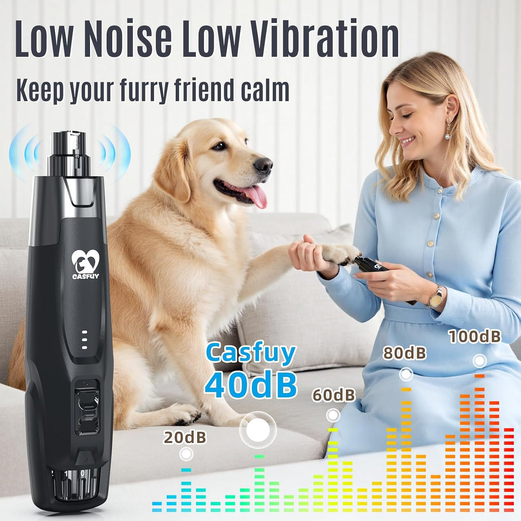 Casfuy New 6-Speed Dog Nail Grinder - Whisper Quiet Safe Pet Nail Trimmers