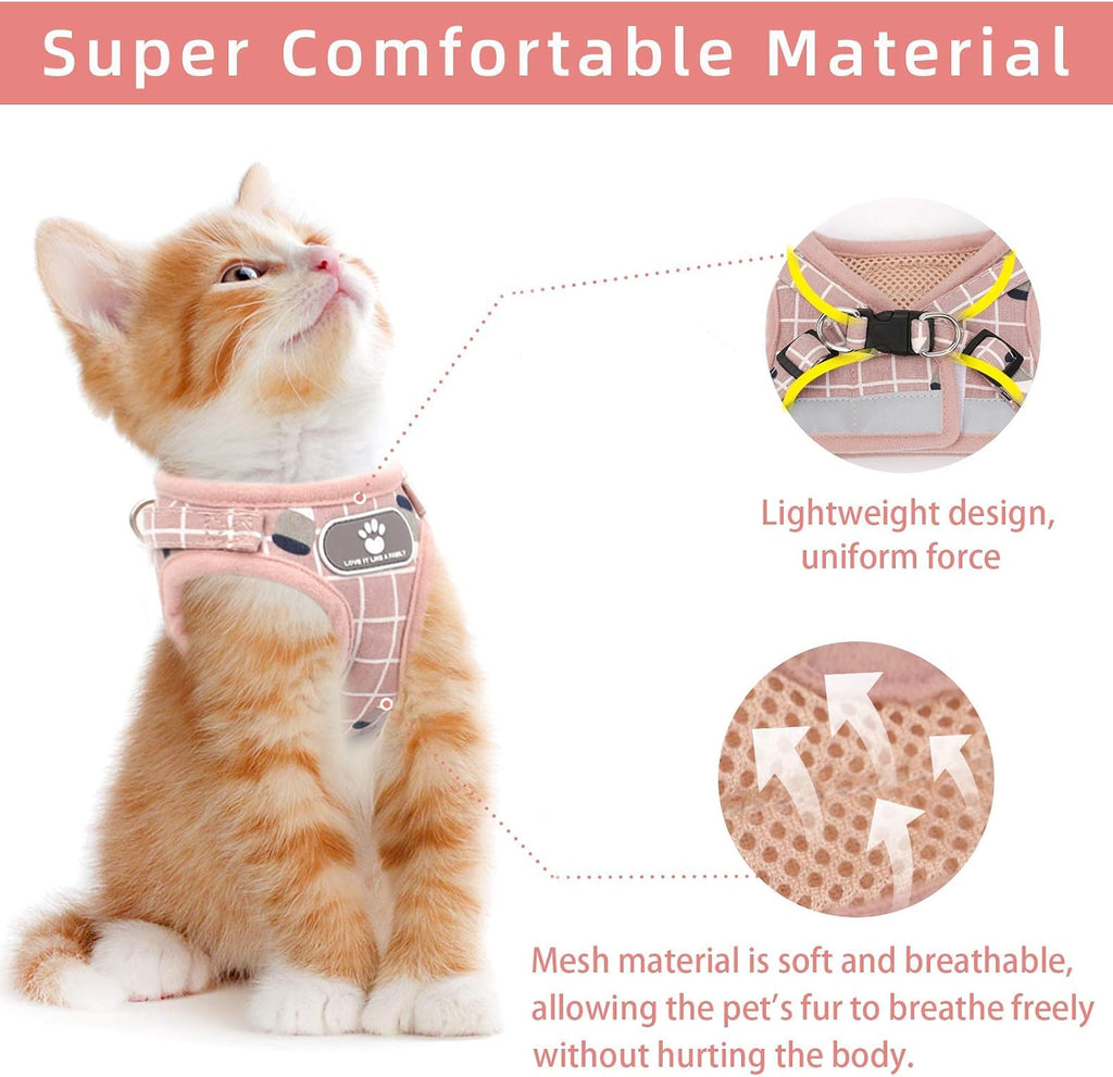 Cat Vest Harness and Leash Set, Escape Proof Kitten Harness Pink